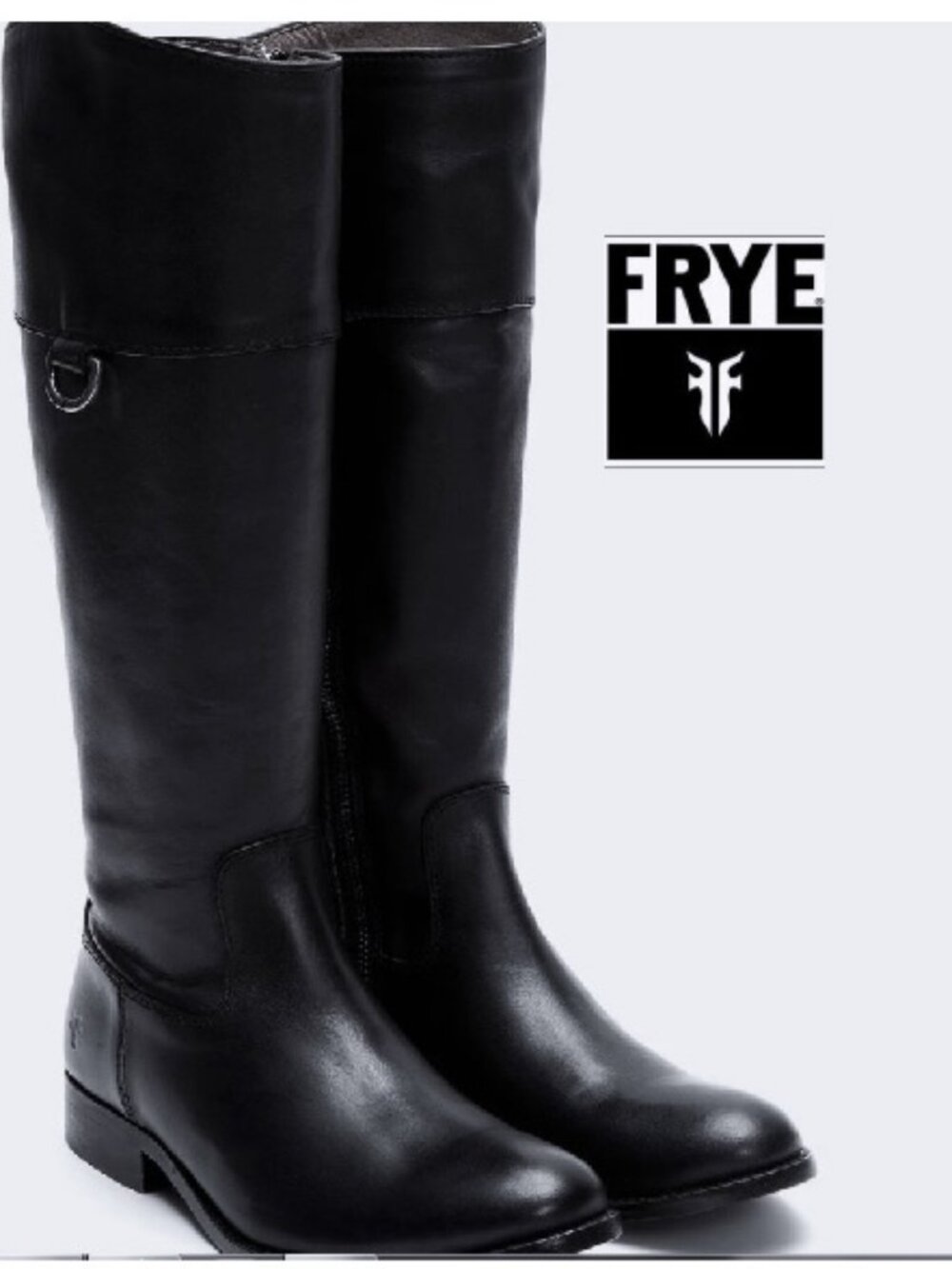 $179 Frye Melissa D-Ring Black Leather Tall Riding Boots Size 8.5M